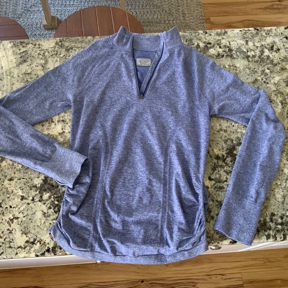 ATHLETA 1/4 zip ruched side pullover  SIZE M $19
